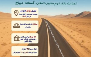 اطلاعنگاشت | احداث باند دوم محور دامغان-آستانه-دیباج در استان سمنان اطلاعنگاشت | احداث باند دوم محور دامغان-آستانه-دیباج در استان سمنان
