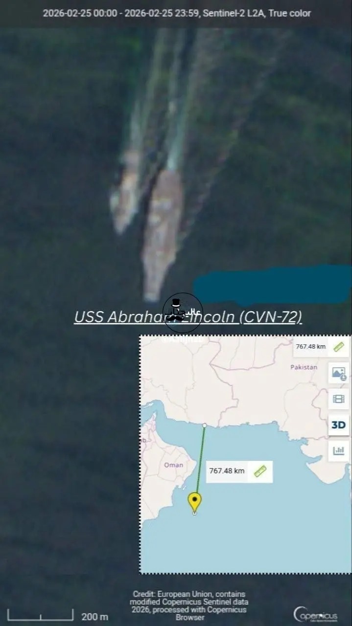 آبراهام لینکلن نزدیک چابهار دیده شد آبراهام لینکلن نزدیک چابهار دیده شد