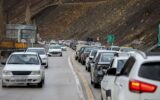 ترافیک سنگین در جاده چالوس| بارش برف و باران در ۱۰ استان
