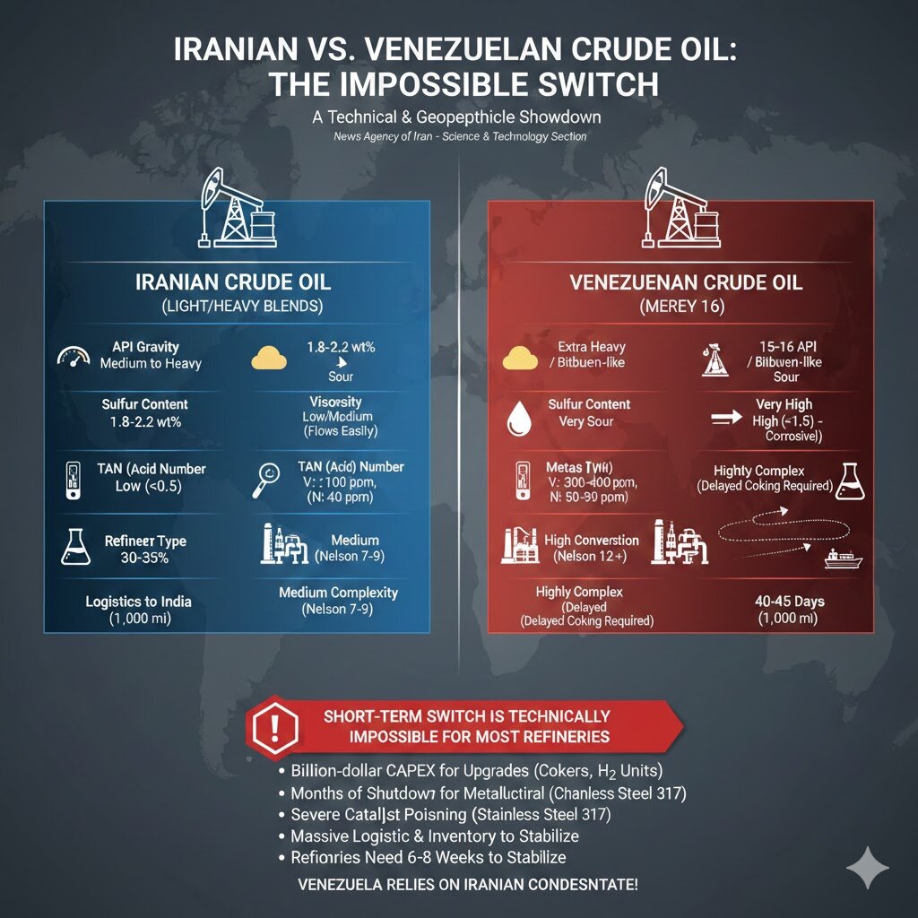 تفاوت نفت ایران با نفت ونزوئلا در چیست؟ چرا نمیتوان نفت ایران را با نفت ونزوئلا جایگزین کرد؟